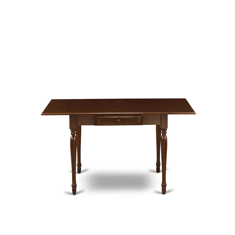 5-Piece Drop Leaf Dining Set, Mahogany / Linen White, Seats 4