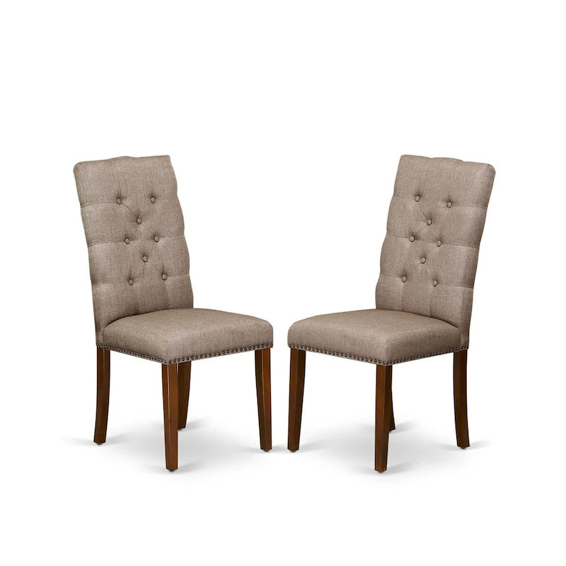 5-Piece Drop Leaf Dining Set, Mahogany / Linen White, Seats 4