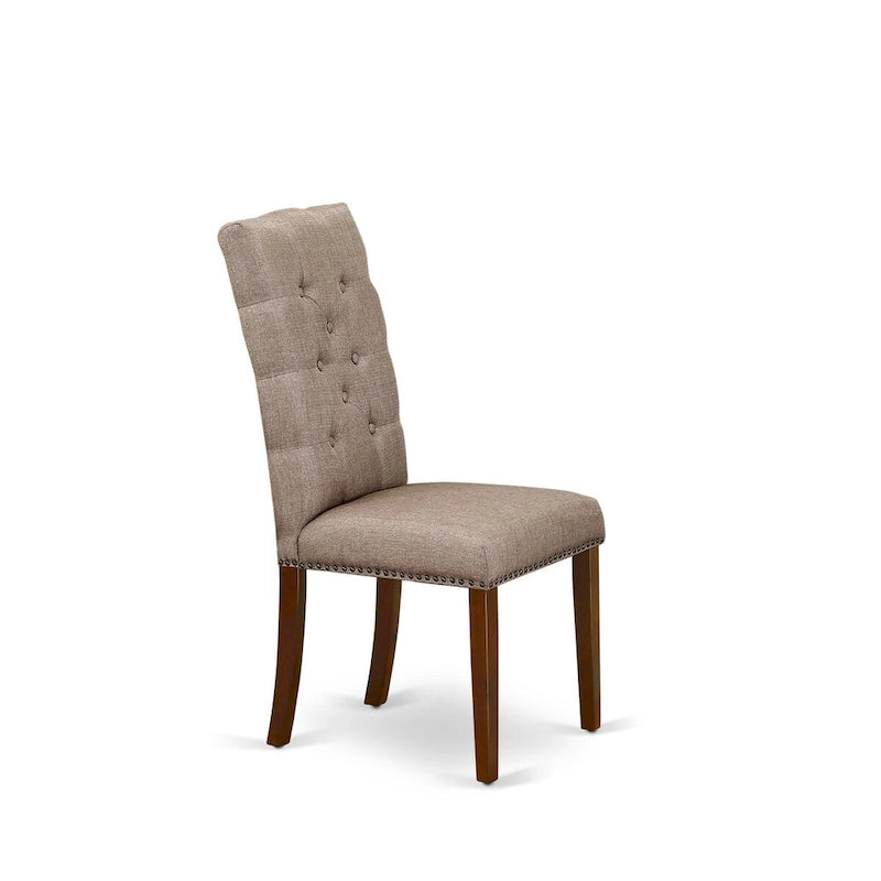 5-Piece Drop Leaf Dining Set, Mahogany / Linen White, Seats 4