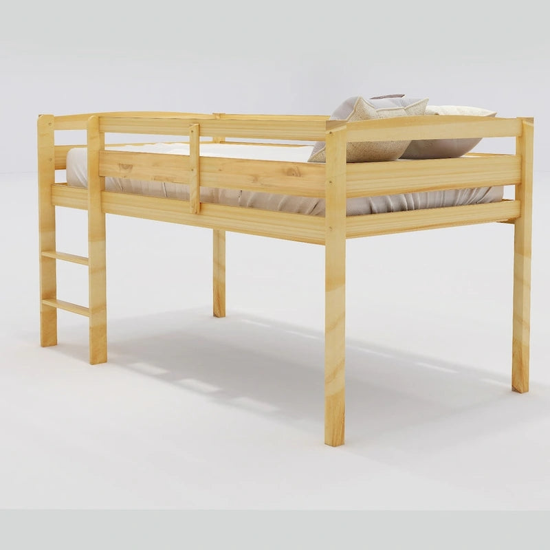 Twin Low Loft Bed with Ladder – Walnut / White / Espresso, Single
