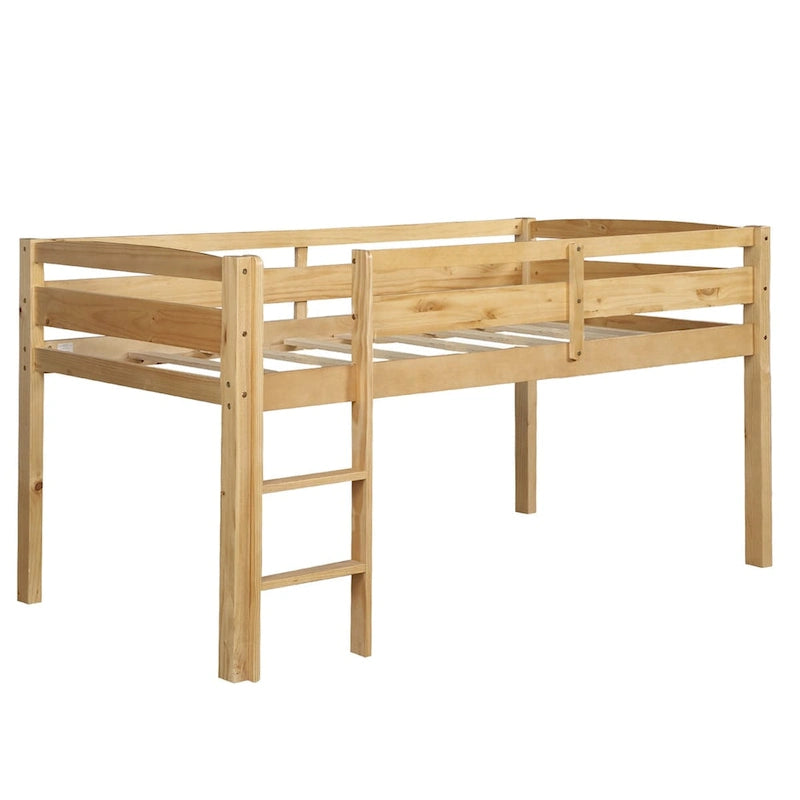 Twin Low Loft Bed with Ladder – Walnut / White / Espresso, Single
