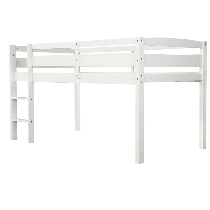 Twin Low Loft Bed with Ladder – Walnut / White / Espresso, Single