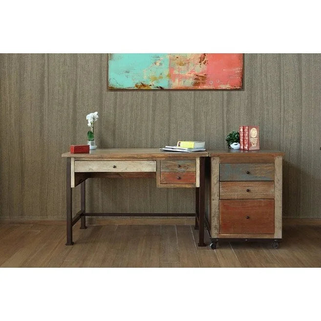 Multi-Color Distressed 3-Drawer File Cabinet – Legal Size