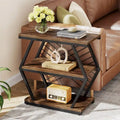 Brown / Natural 3-Tier Side Table with Metal Frame, Single Use