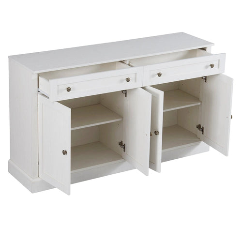 Antique White Sideboard Buffet Cabinet with 2 Drawers & 4 Doors – 1 Person Assembly