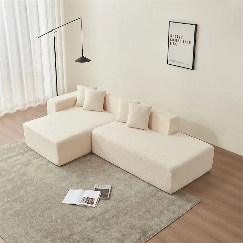 Green / Beige / Orange Modular L-Shape Sectional Sofa with Chaise, Seats 5