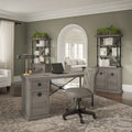 Driftwood Gray 60" Writing Desk with 2 Bookcases, 1-Person Home Office Set